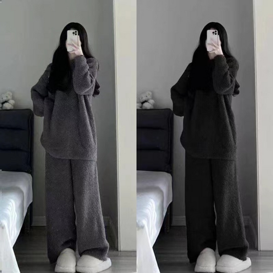 Coral Fleece Loungewear Extra Warm-Grey & Black